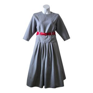 Vintage Nina Piccalino Navy White Houndstooth Peplum Dress. Retro. Sz 12 Fits 14